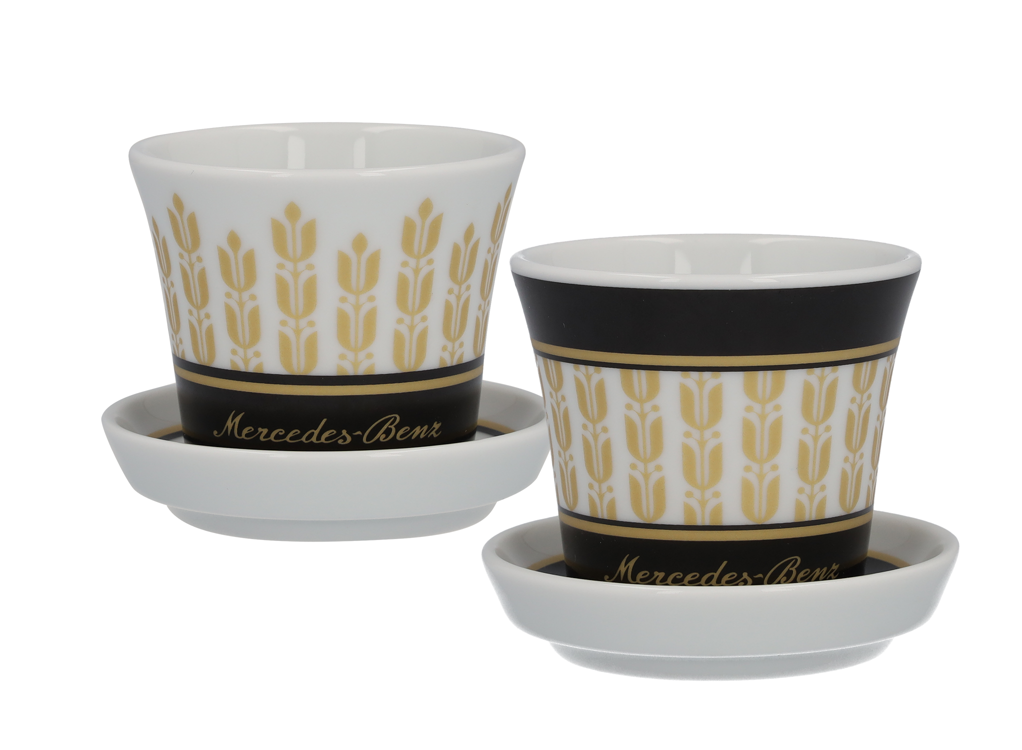 Espressokoppar, Set, 4-delat - svart / vit / guldfärgad, Porslin, 90 ml, Kahla