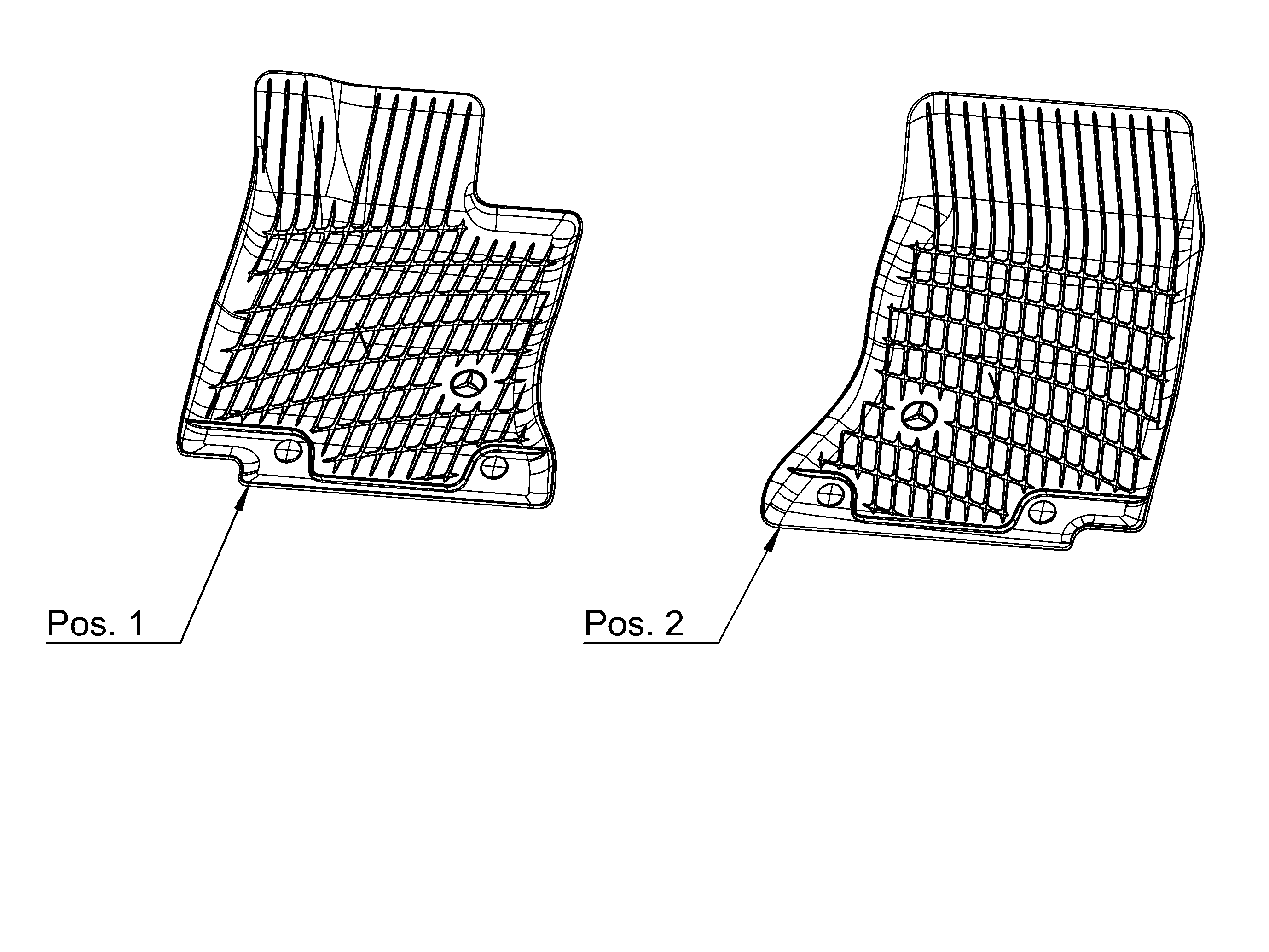 Allvädersmattor Dynamic Squares, Förar-/passagerarmatta, 2-delad - Vänsterstyrda bilar, svart