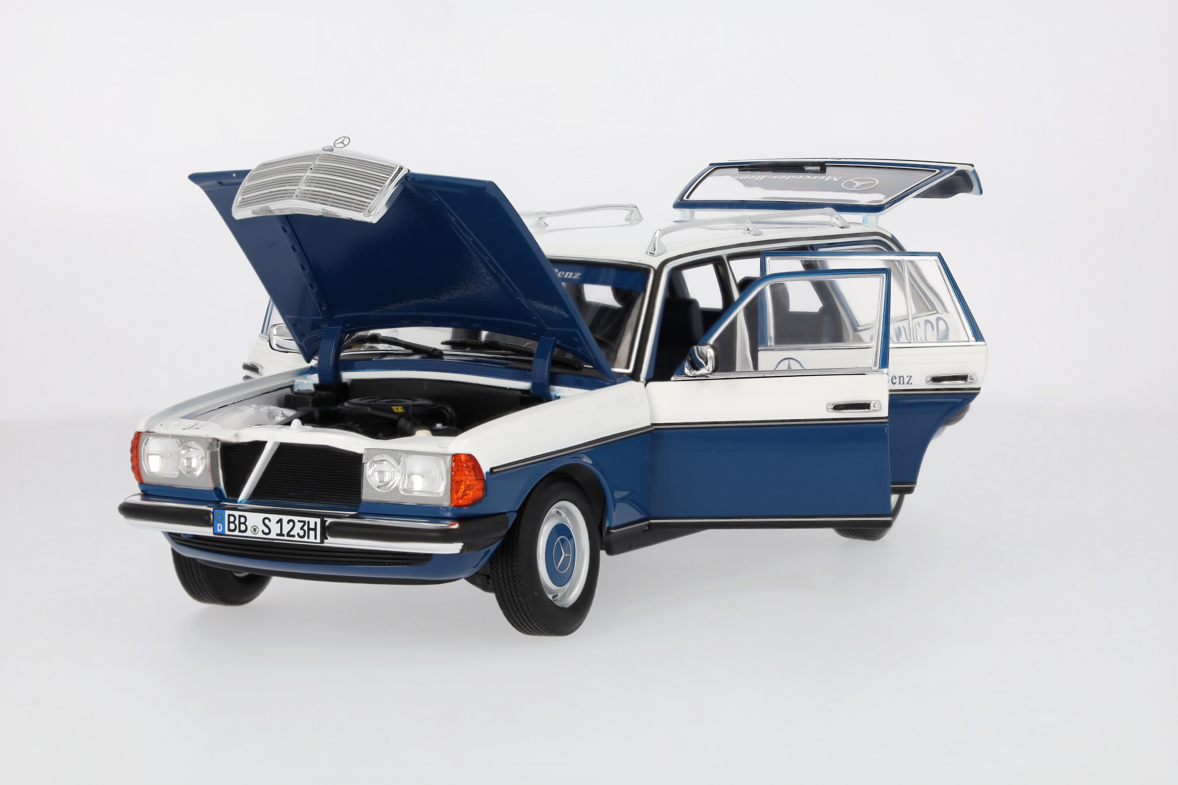 200 Kombi S123 (1980–1985), Servicebil - blå, Norev, 1:18