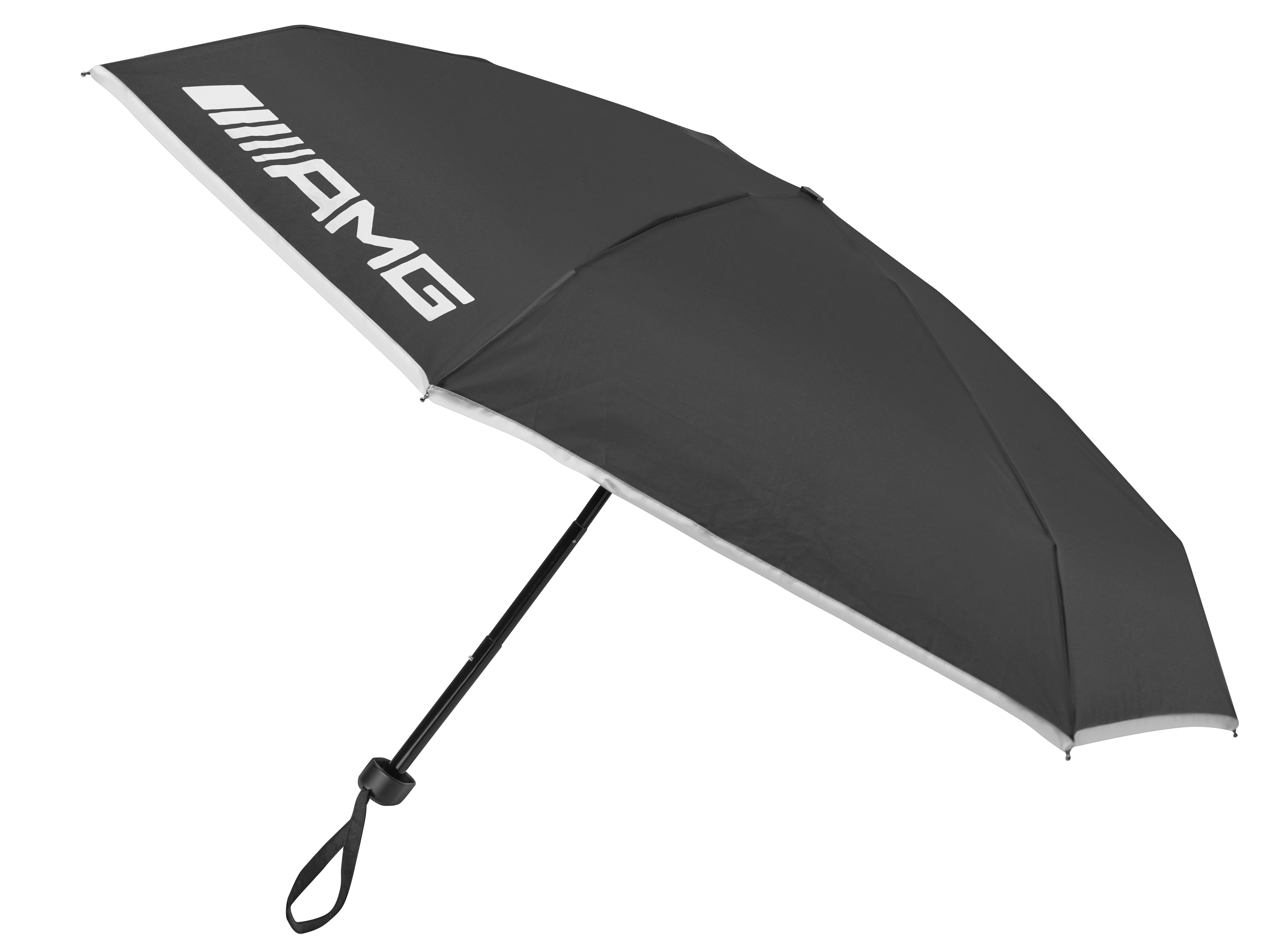 AMG hopfällbart paraply - svart / vit, Aluminium / Stål / Polyester