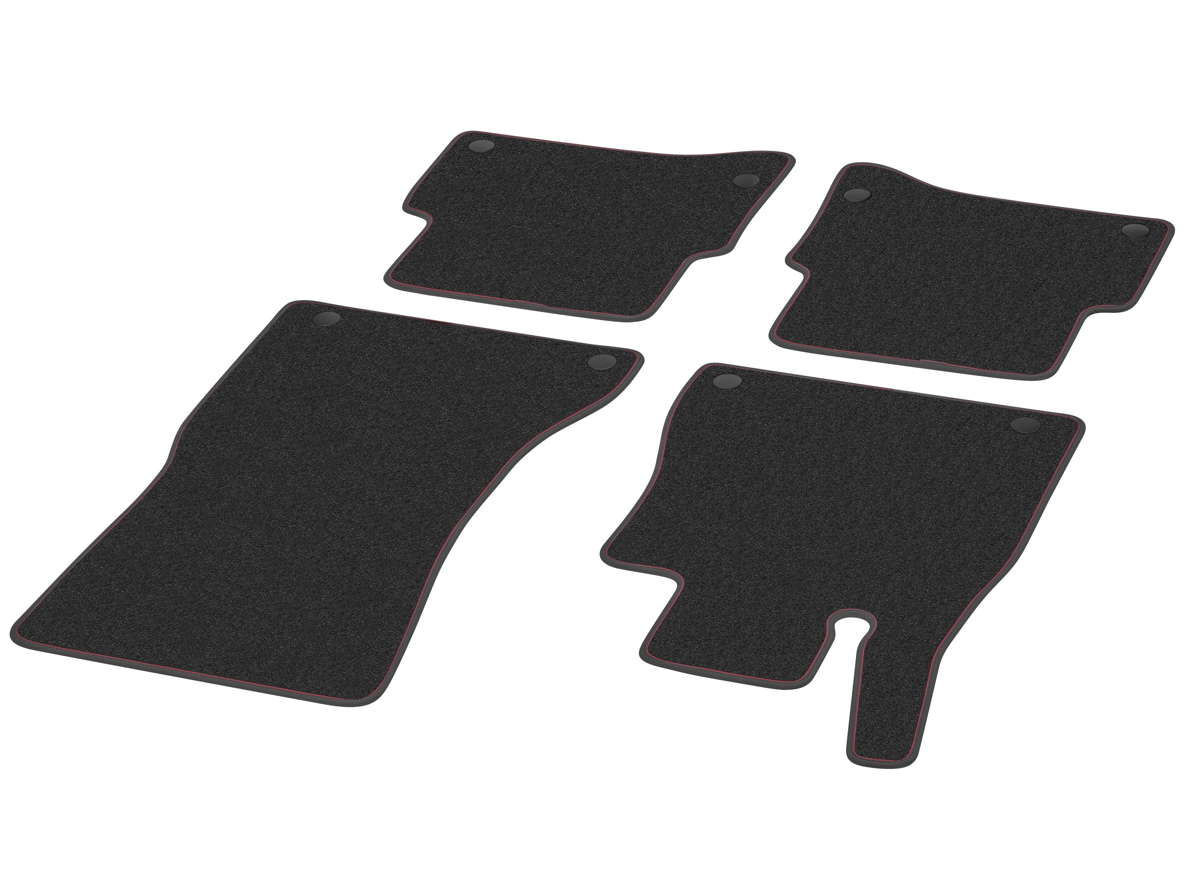 Bilmattor Set, 4-delat, Exklusivpaket P34 - Högerstyrda bilar, svart / karmosinröd