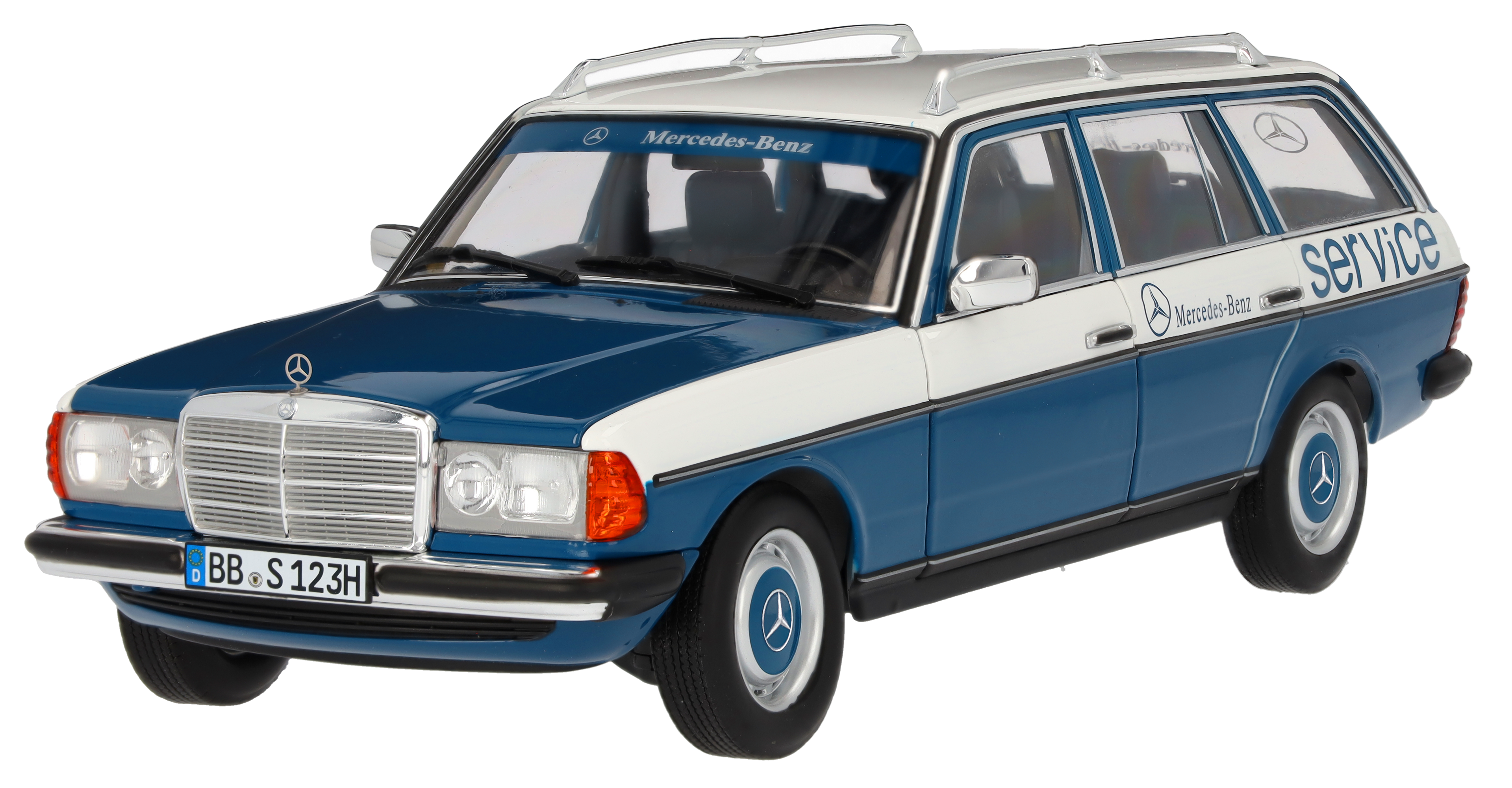 200 Kombi S123 (1980–1985), Servicebil - blå, Norev, 1:18
