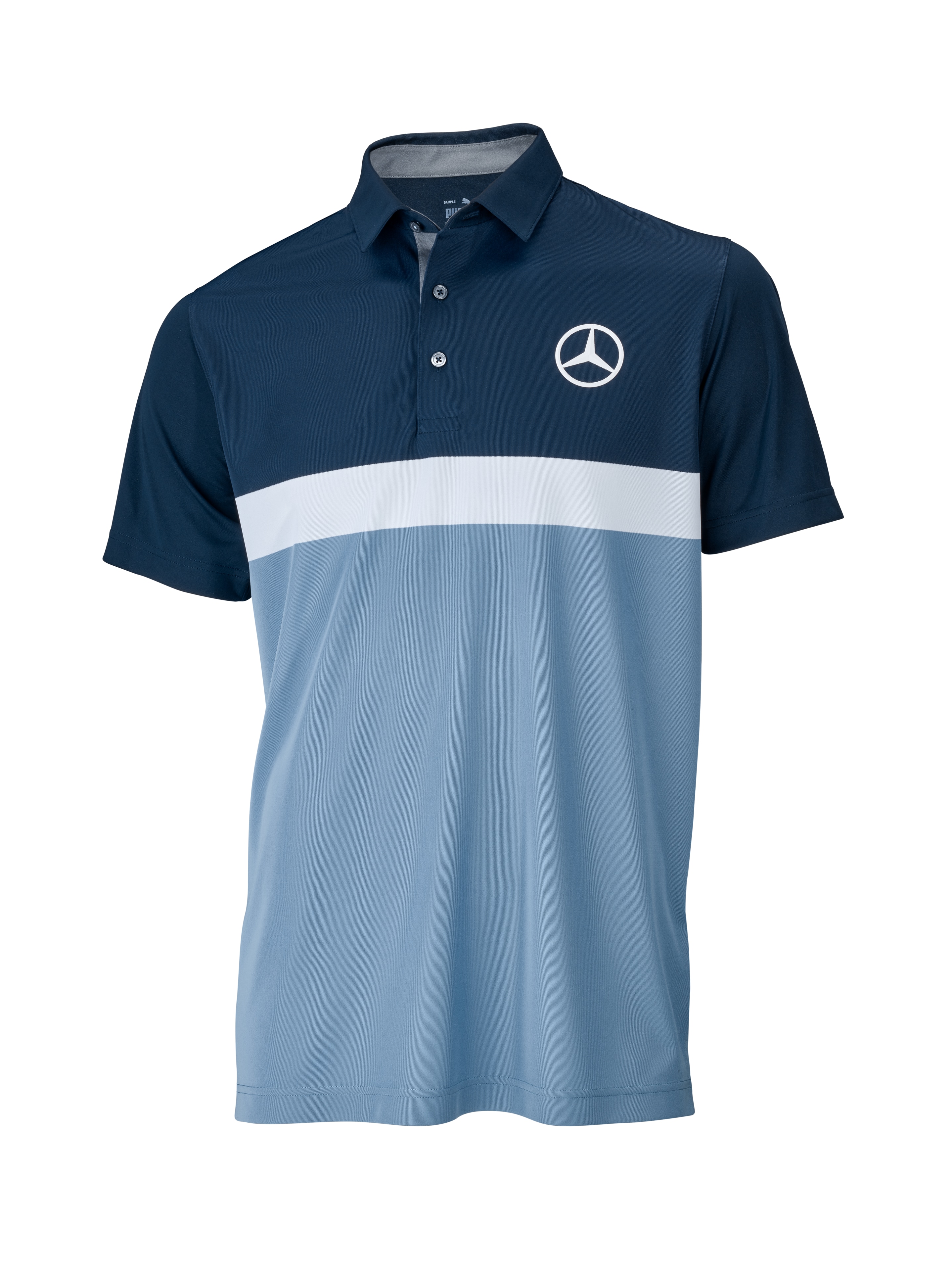 Golfpikétröja herr, Ren färgblock - navy / Zen Blue / white, S