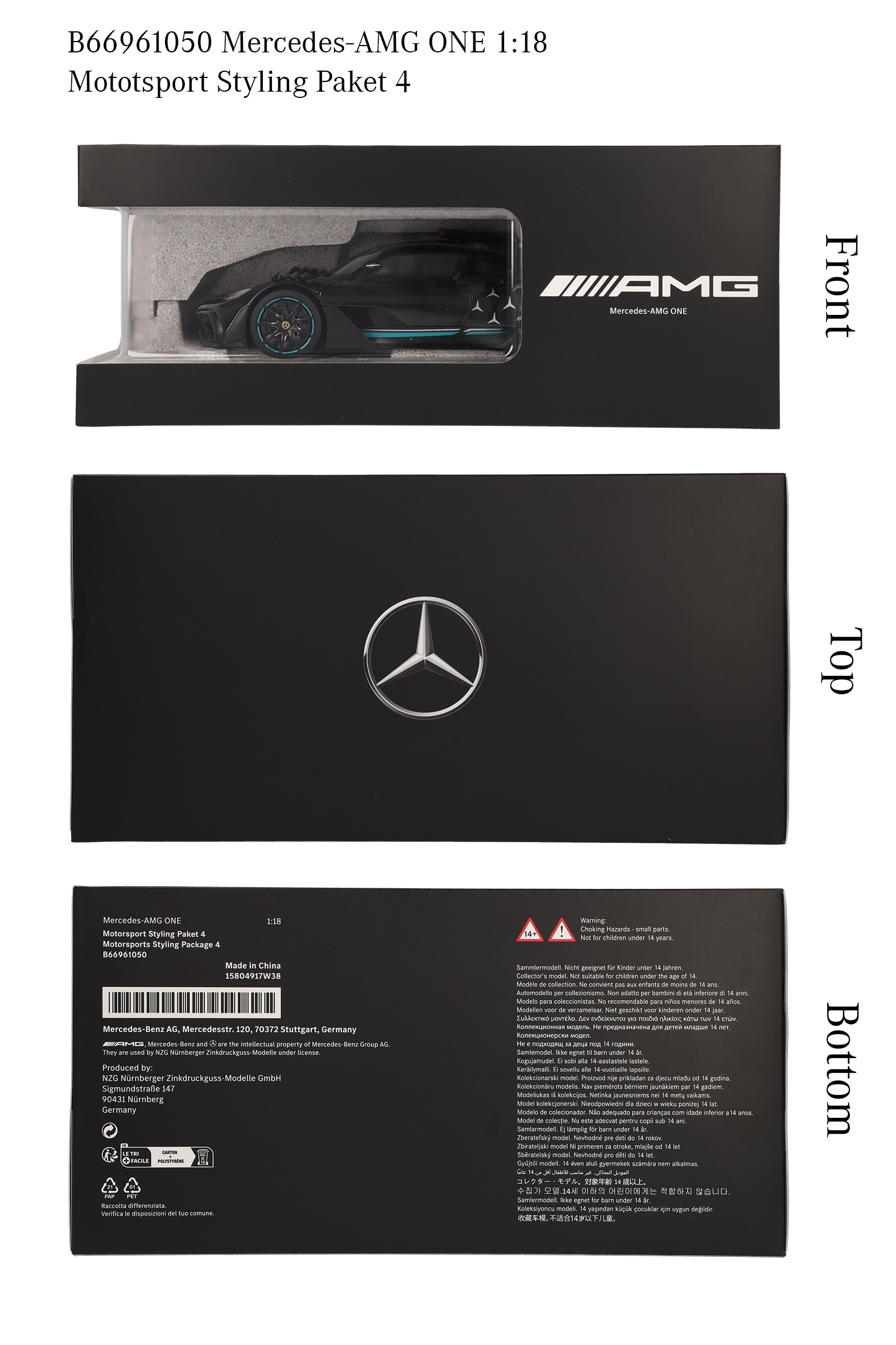 Mercedes-AMG ONE, C298 - obsidiansvart, NZG, 1:18