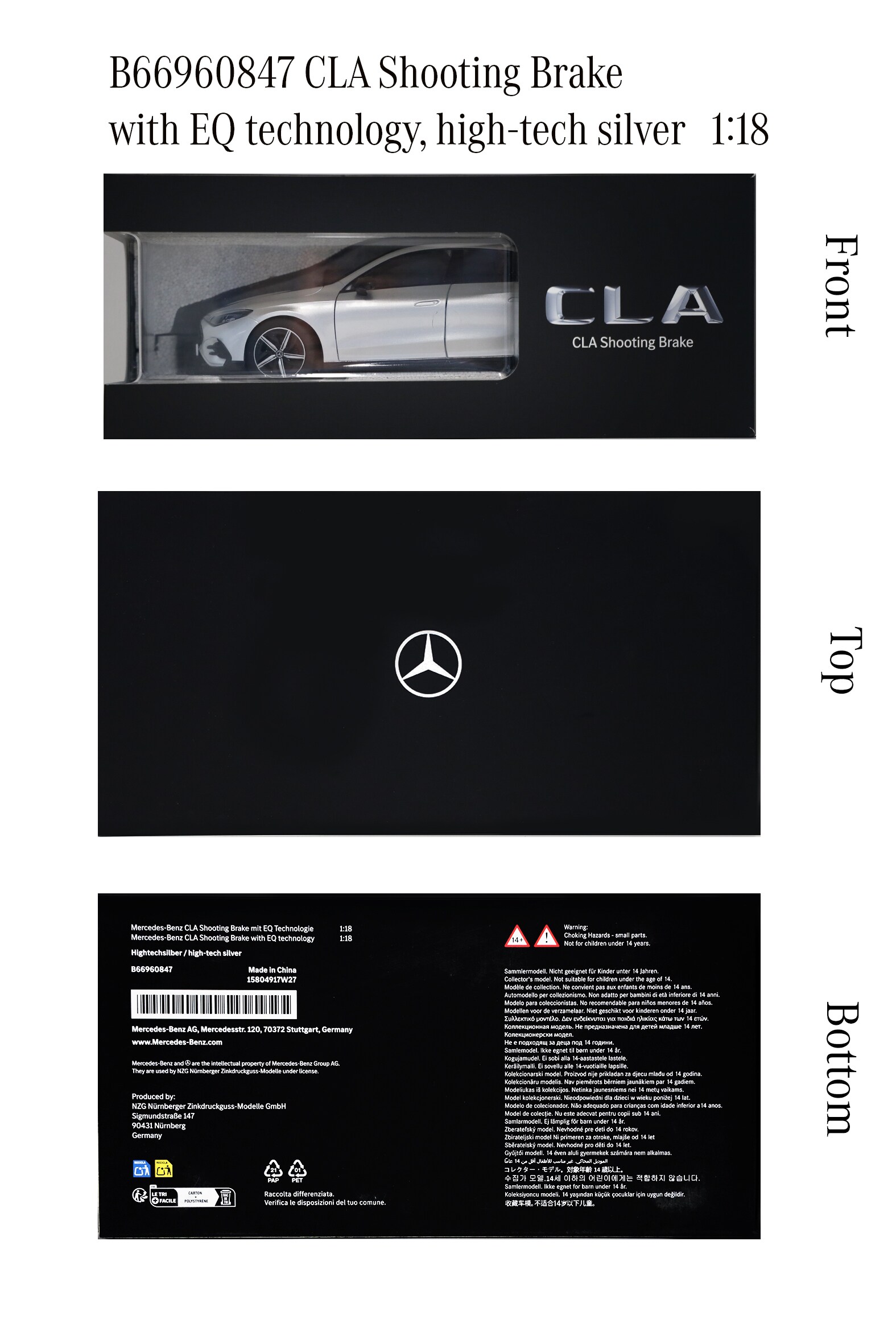 CLA, Shooting Brake, X174 - hightechsilver, NZG, 1:18