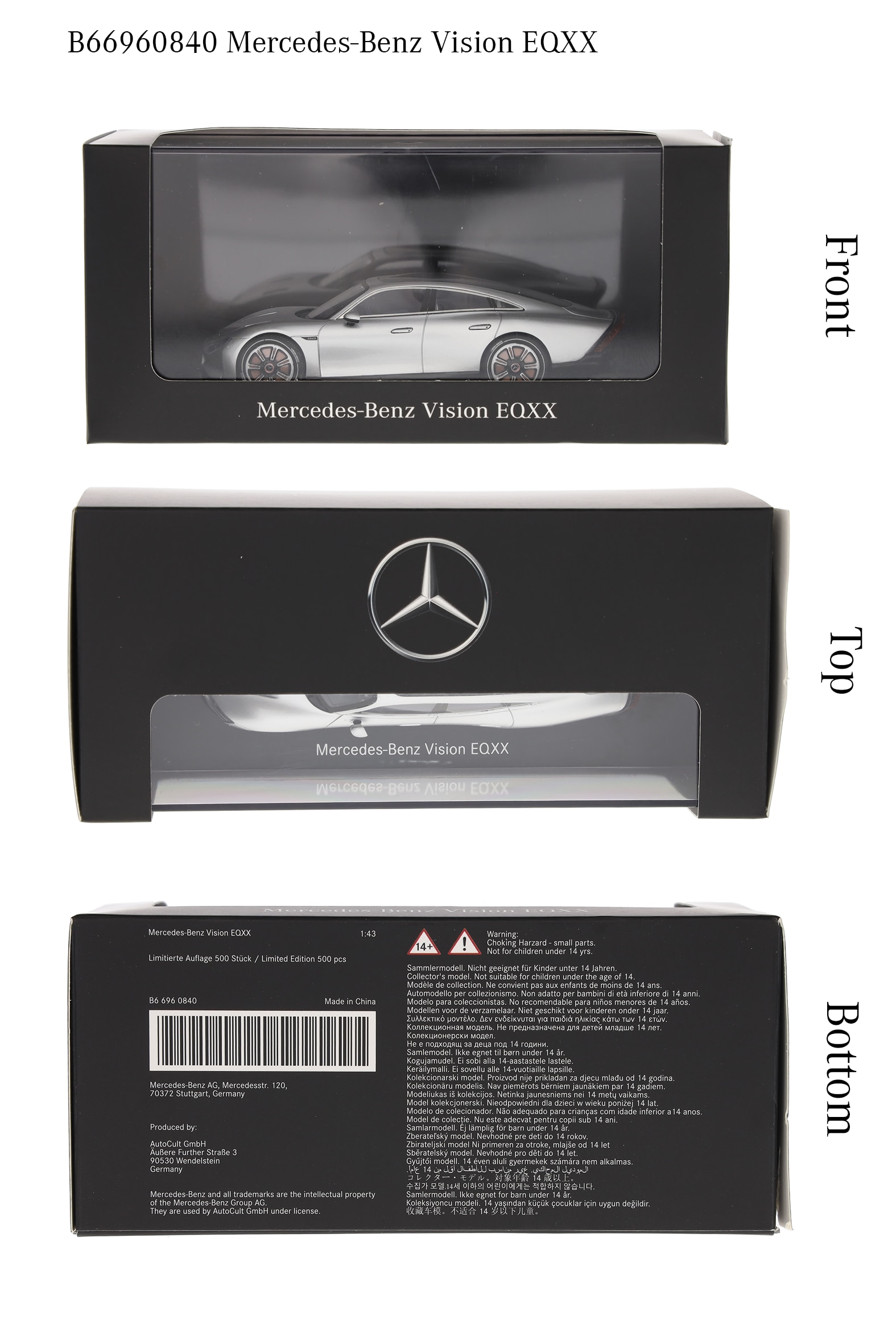 Vision EQXX, Visningsbil - silver alubeam, AutoCult, 1:43