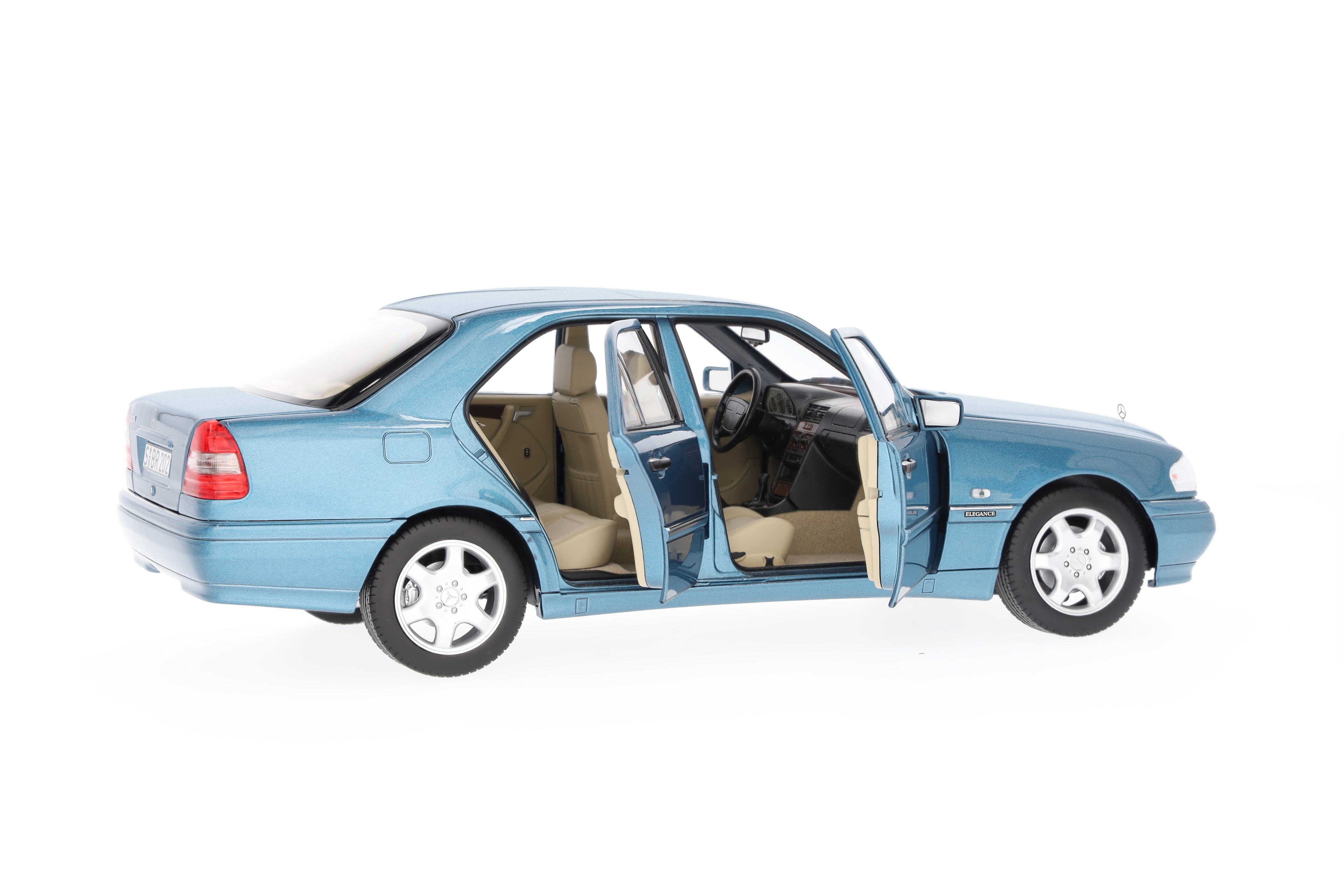 C 200 Sedan W 202 (1997–2001) - akvamarinblå, Norev, 1:18