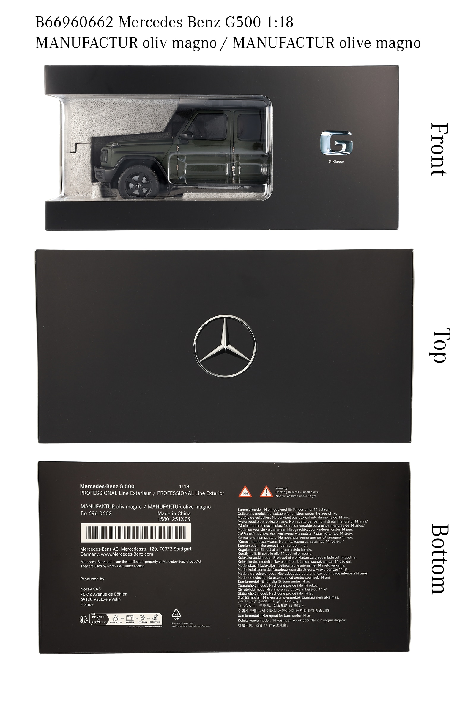 G-Class, Terrängbil, PROFESSIONAL Line, W465 - MANUFAKTUR oliv magno, Norev, 1:18