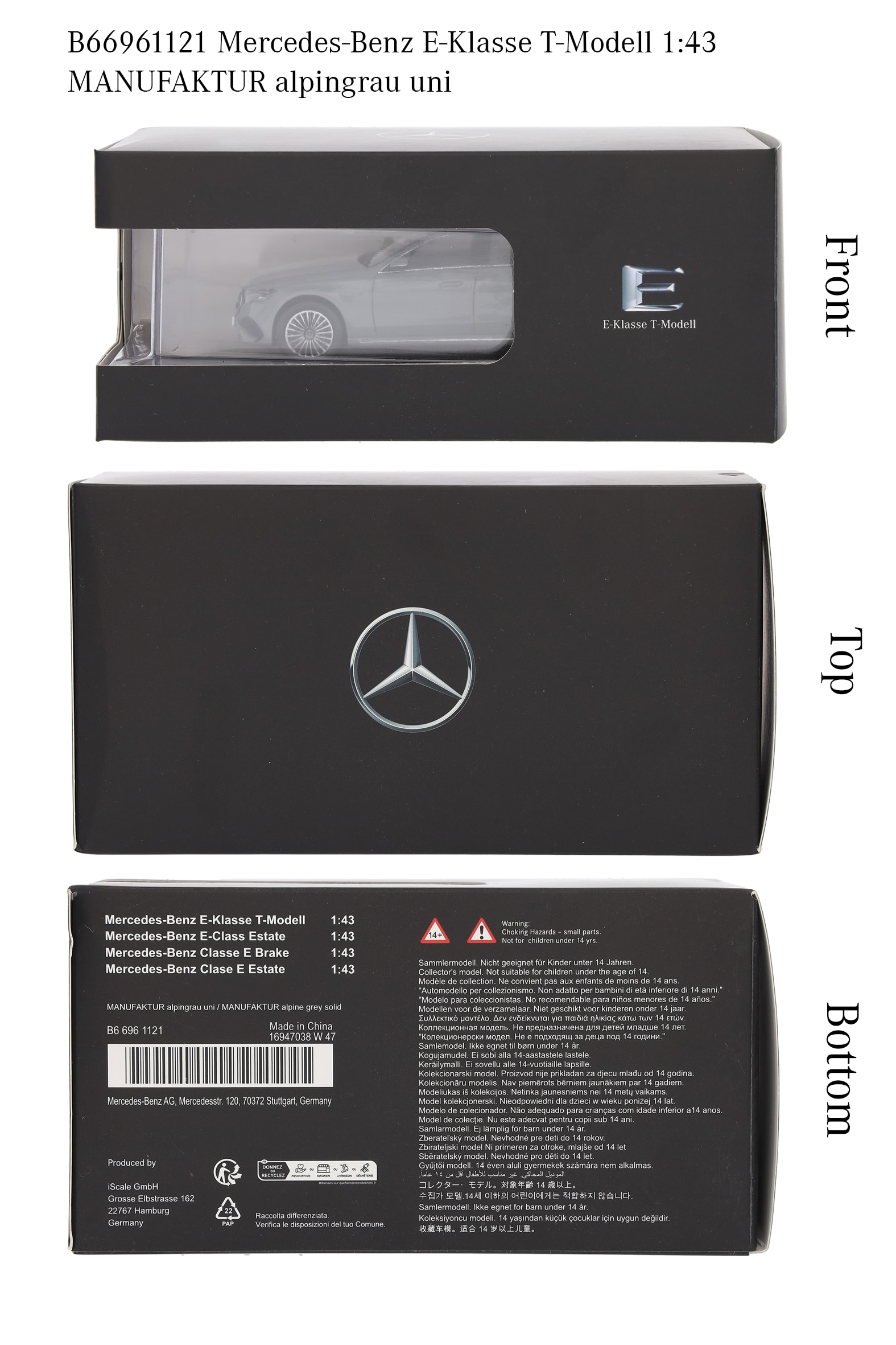 E-Klass, Kombi, AMG Line, S214 - MANUFAKTUR alpingrå solid, iScale, 1:43