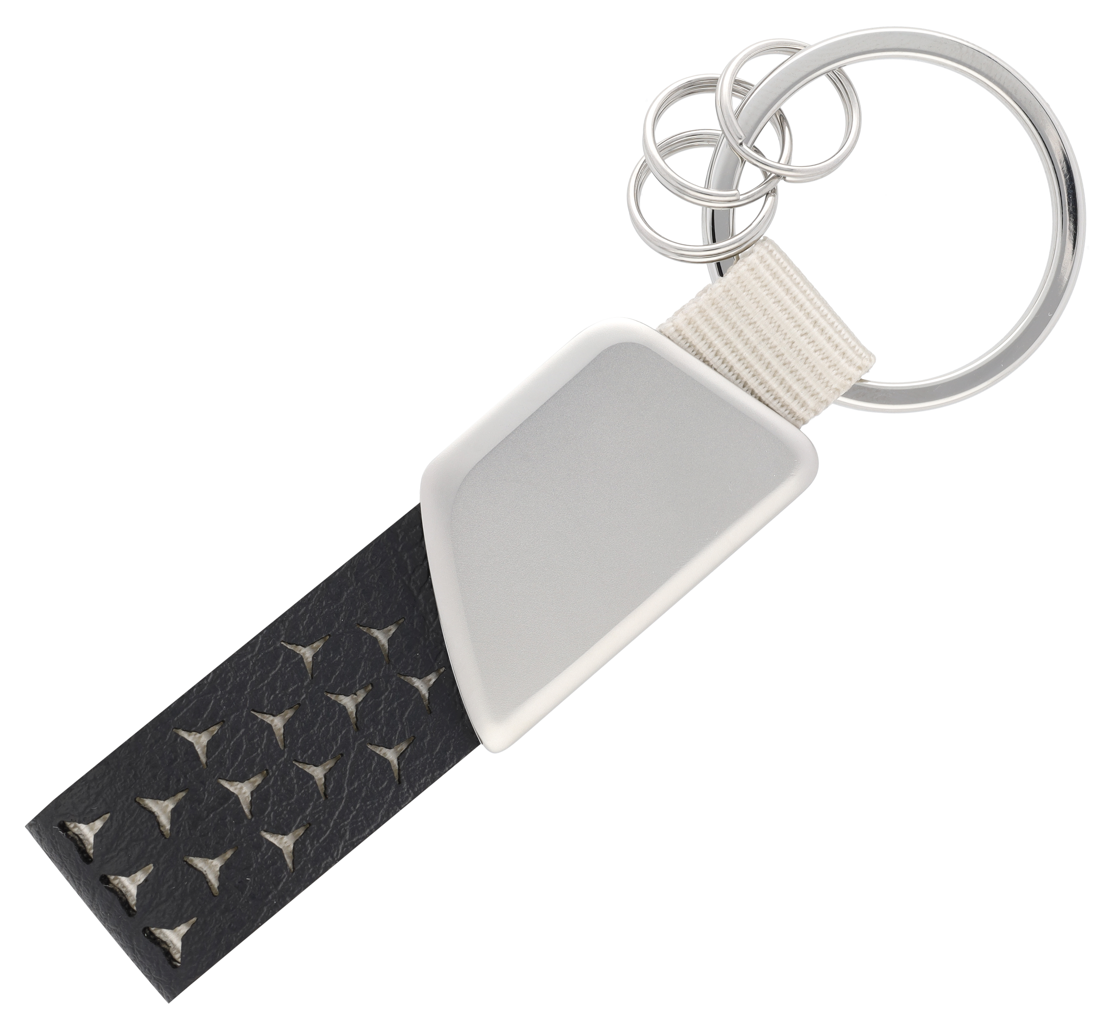 Nyckelringar, Logotyp - svart / silverfärg, Rostfritt stål / Äppelläder (veganskt) / Nylon