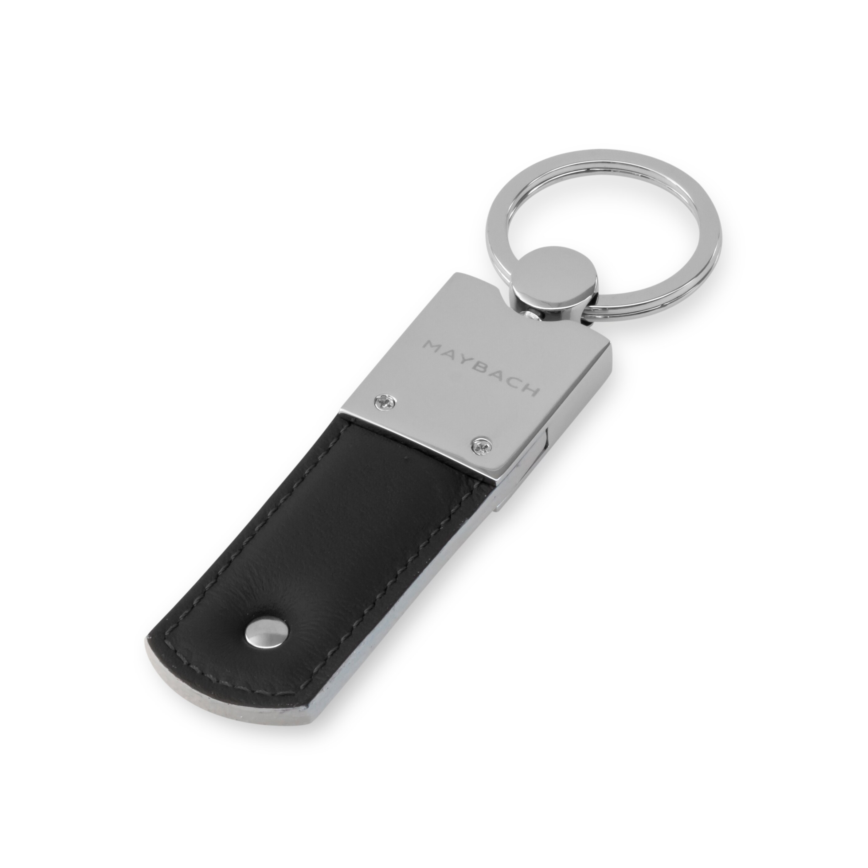 Nyckelringar, Mercedes-Maybach, vit - vit / silverfärg, Läder / Rostfritt stål