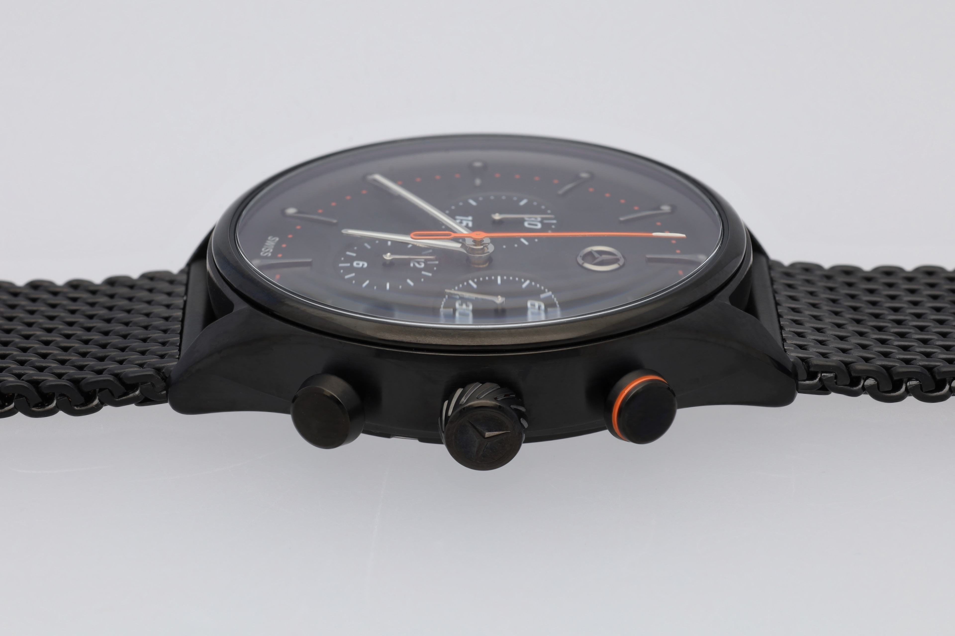 Armbandsur herr, Sport Fashion - svart / orange, Rostfritt stål