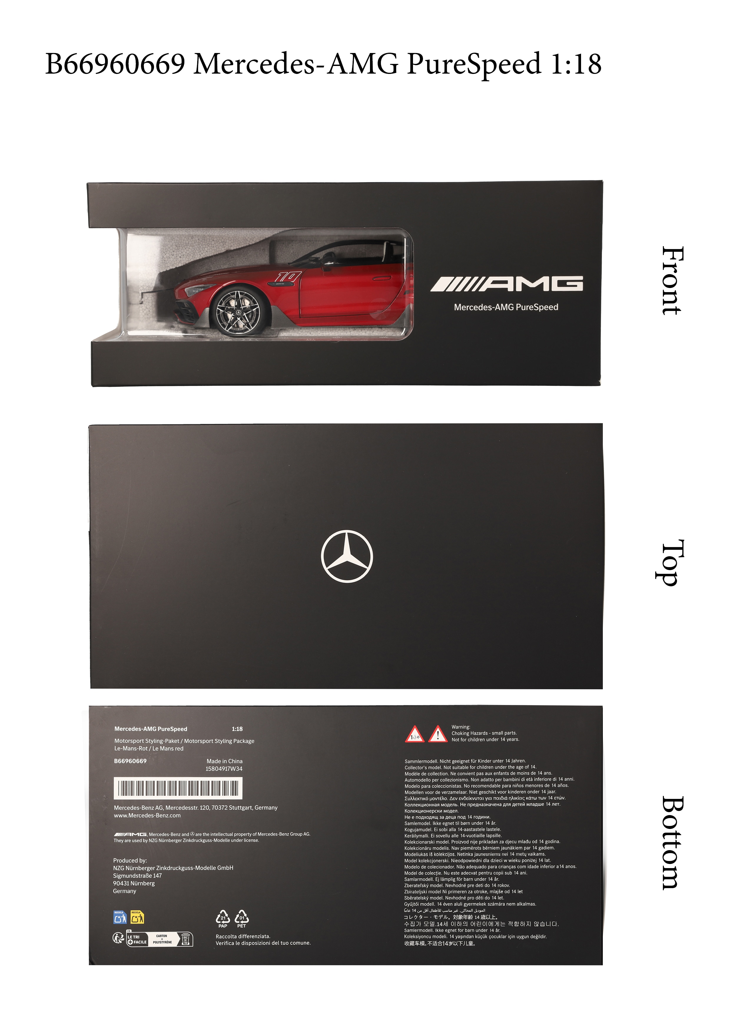 Mercedes-AMG PureSpeed, R232 - Le Mans-röd, NZG, 1:18