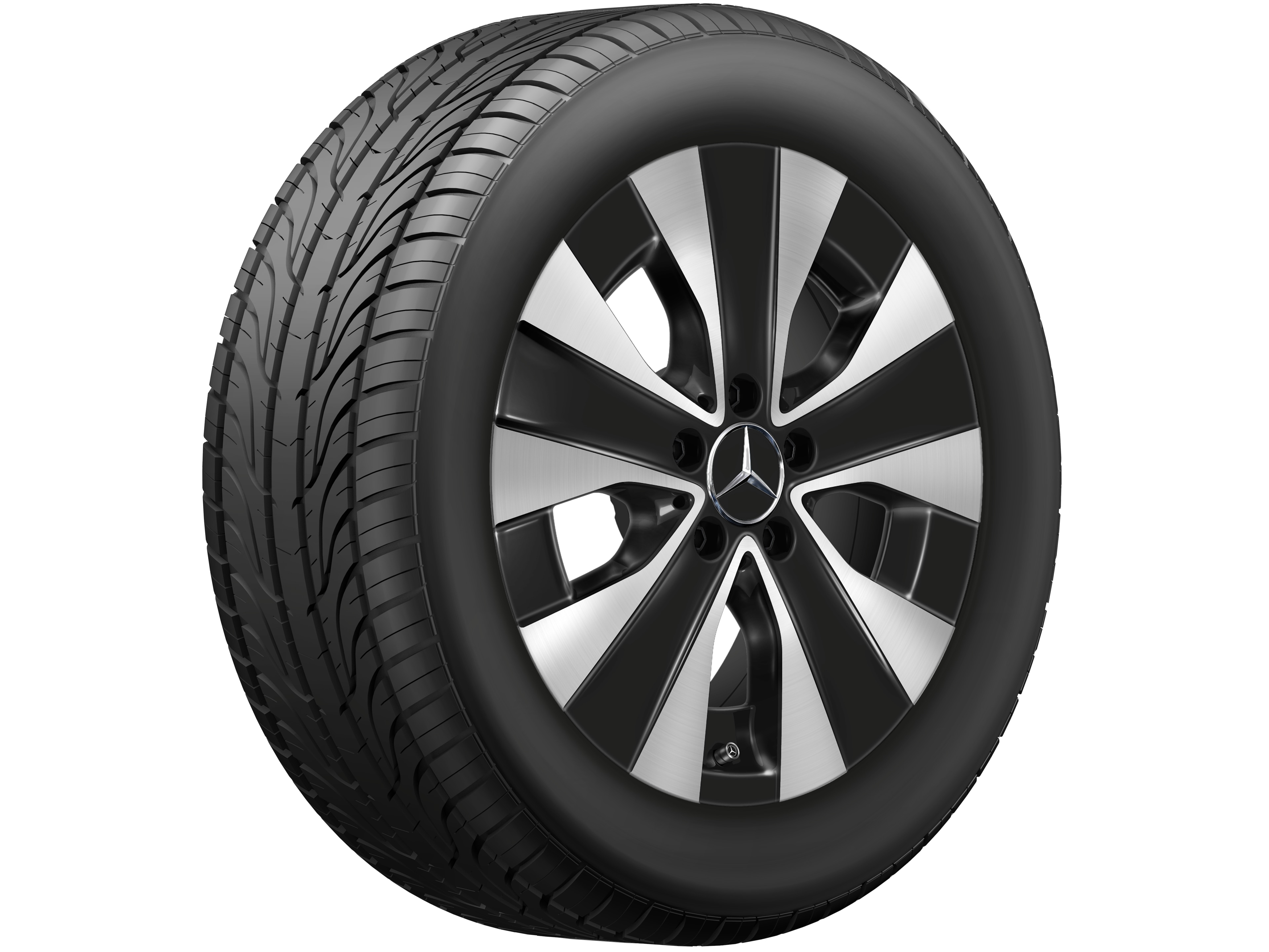 Fälg i 5-ekerdesign, 43,2 cm (17 tum), Aero - 7 J x 17 ET 51, svart, glanssvarvad