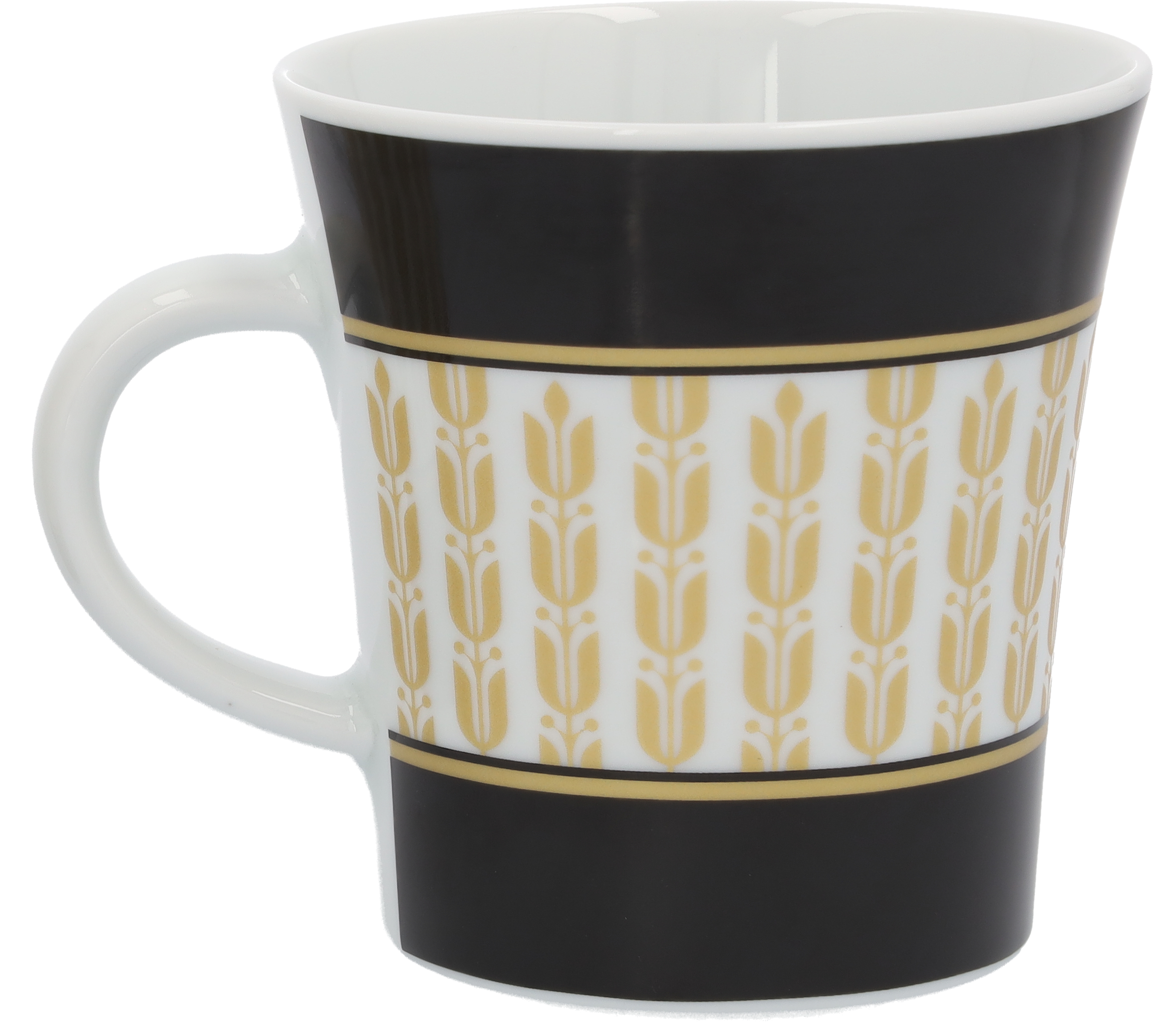 Kaffemugg - svart / vit / guldfärgad, Porslin, 300 ml, Kahla