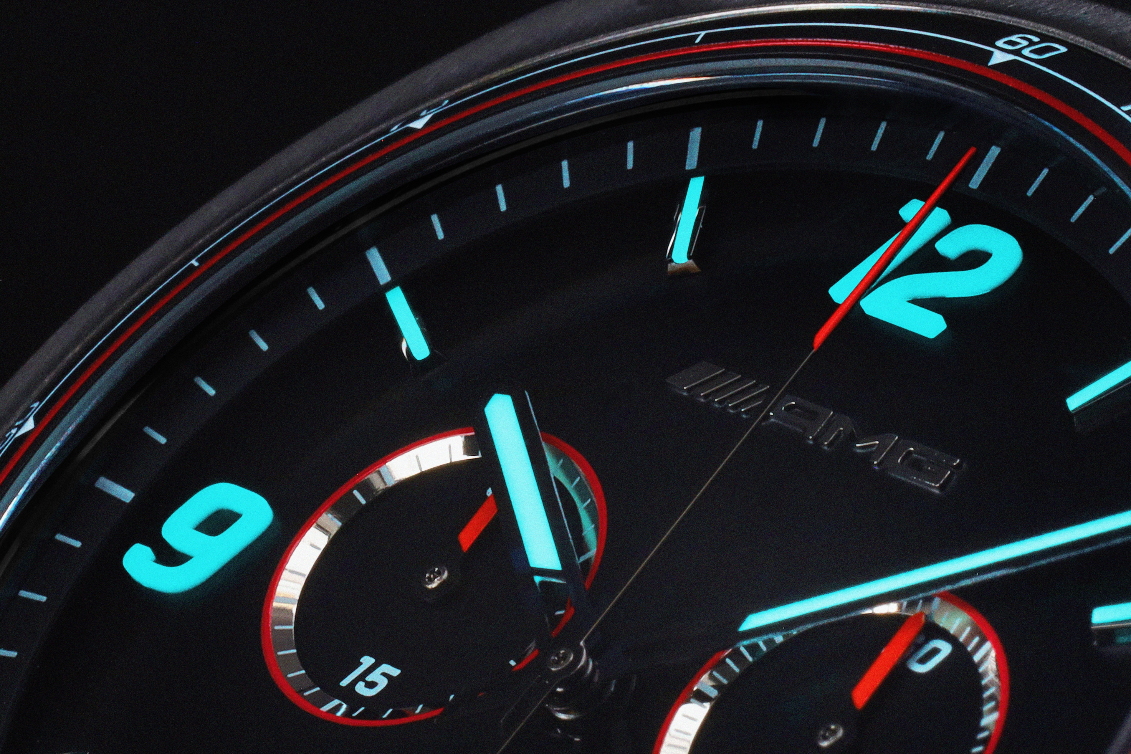 Armbandsur, Herr, AMG, Essentials Chronograph - svart / antracit / röd, Rostfritt stål / Titan / Kautschuk
