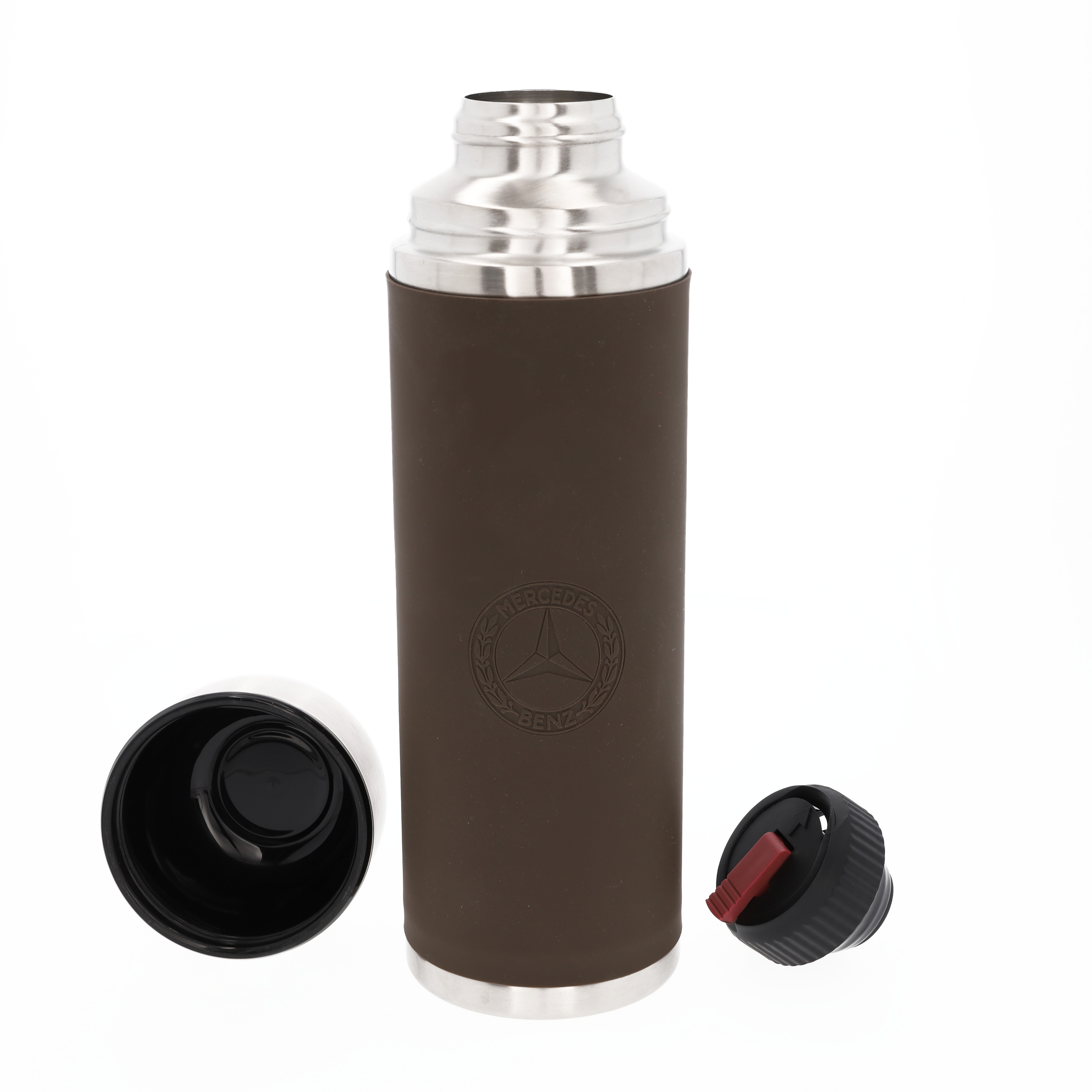 Termosflaska - brun, Rostfritt stål / Silikon / Plast, emsa, 1000 ml