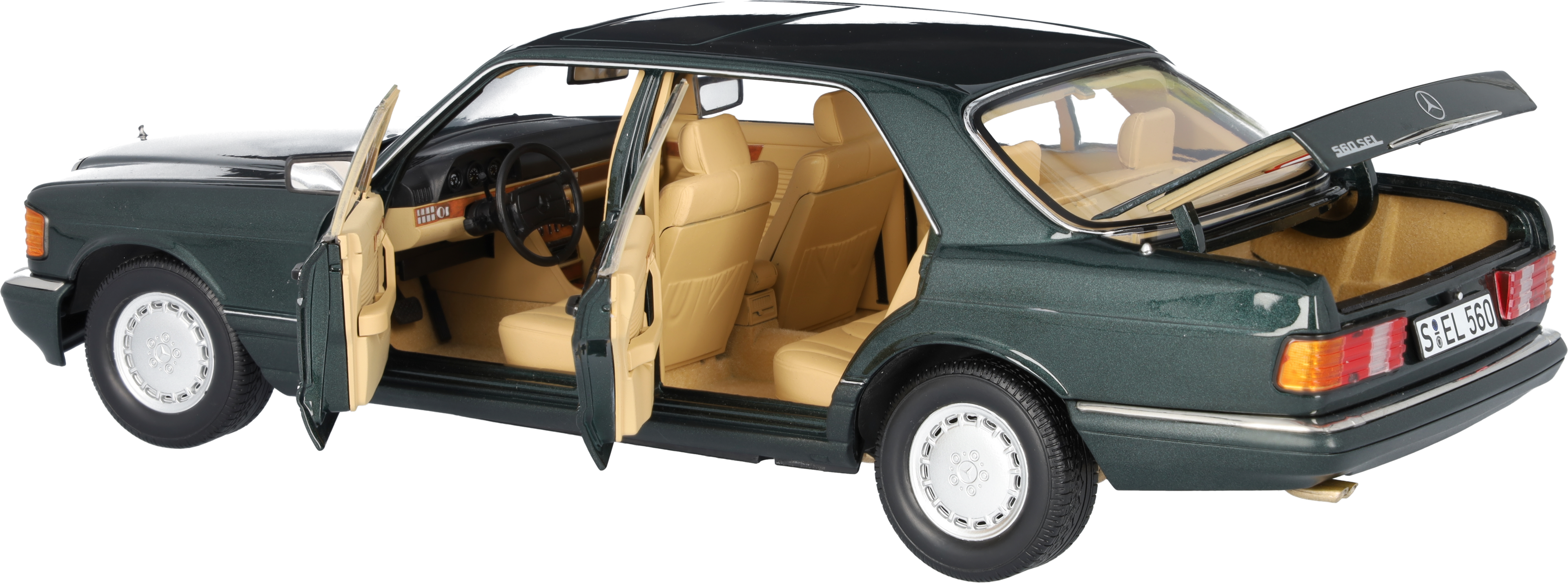 560 SEL V 126 (1985–1991) - malakitgrön, Norev, 1:18