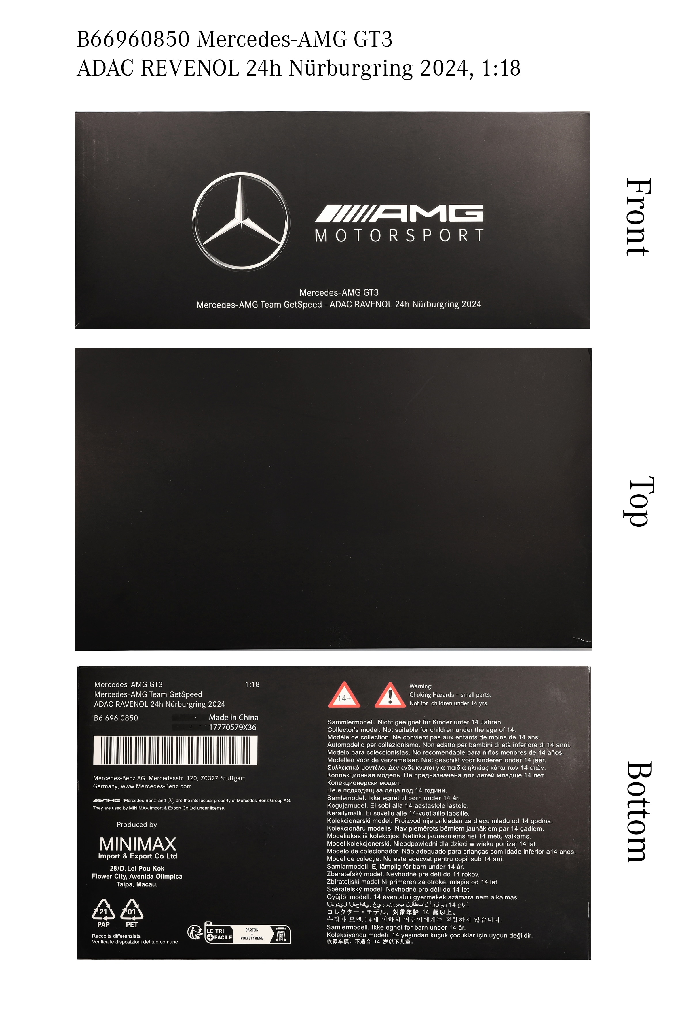 Mercedes-AMG GT3, ADAC RAVENOL 24h Nürburgring 2024, C190 - green ljus magno, Minimax, 1:18
