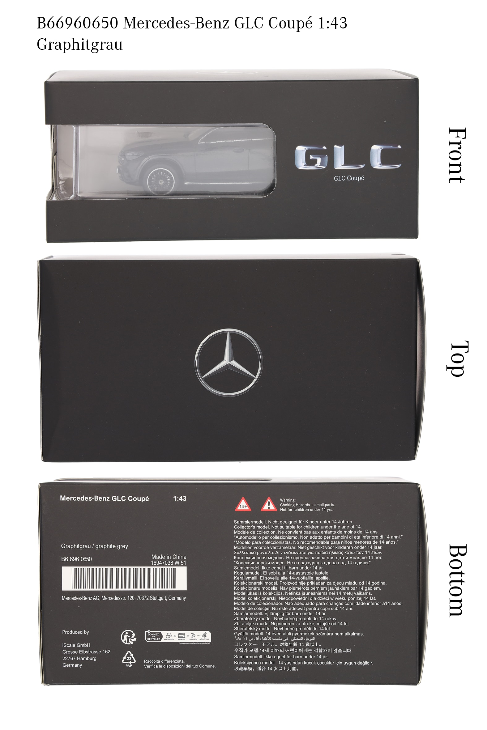 GLC Coupé, AMG Line, C254 - grafitgrå, iScale, 1:43