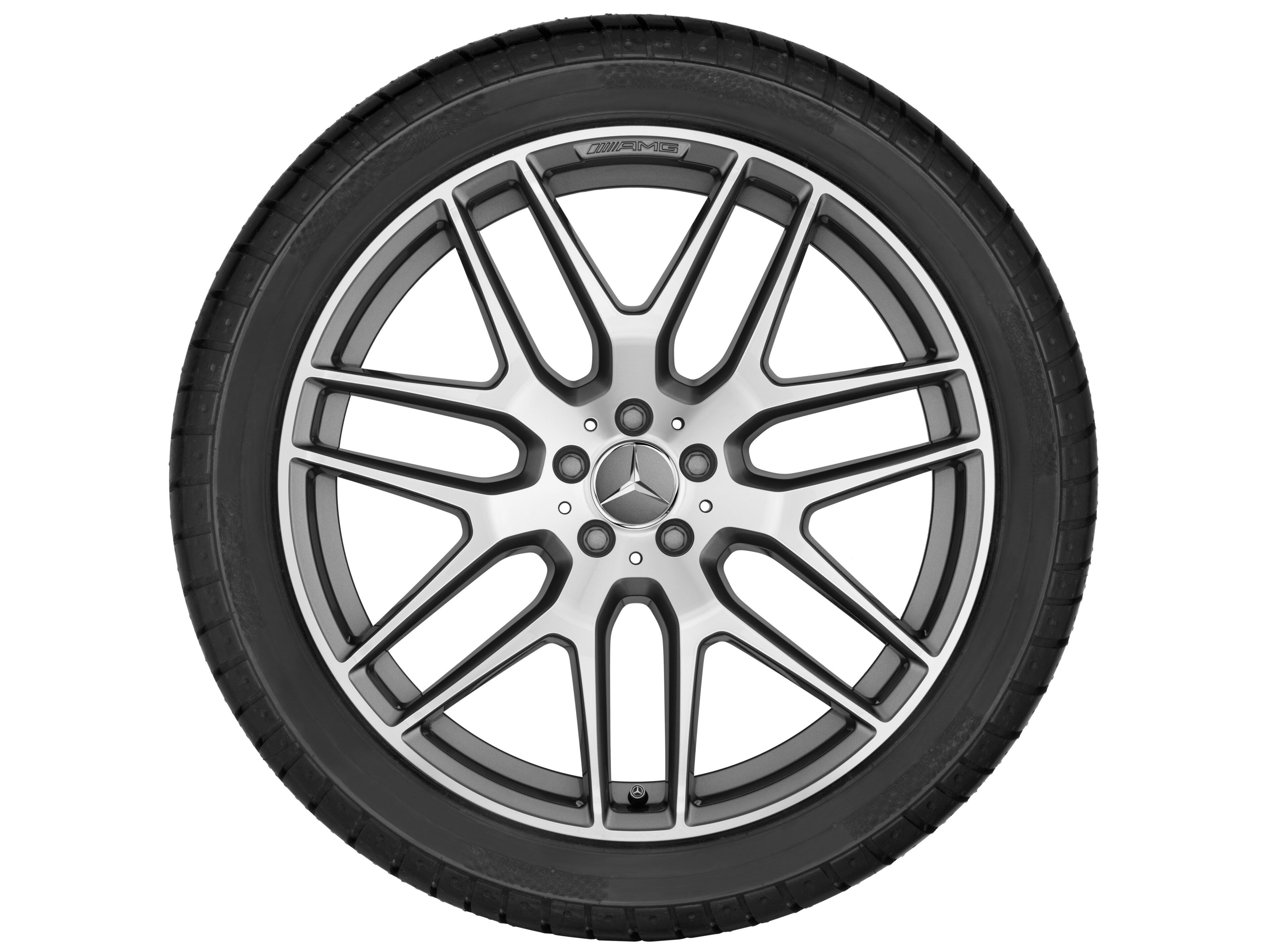 AMG lättmetallfälg, i kryssekerdesign, 53,3 cm (21 tum) - 10 J x 21 ET 46, titangrå, glanssvarvad
